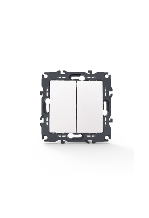 PRIME 2 GANG 2 WAY SWITCH SCREWLESS 1+1P 10AX 250VAC IP20 WHITE
