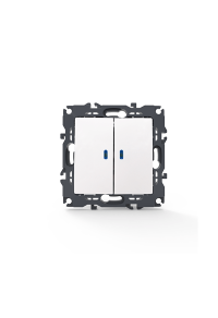 PRIME 2 GANG 1 WAY SWITCH & LED LOCATOR LAMP (ON-OFF) SCREWLESS 1+1P 10AX 250VAC IP20 WHITE