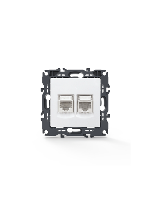 PRIME TELEPHONE SOCKET 1xRJ11 CAT3 IP20 & LAN SOCKET 1xRJ45 CAT6 UTP IP20 WHITE