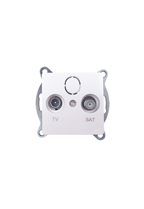 PRIME TV-SAT SOCKET THROUGH-LINE MALE & F CONNECTOR SURGE PROTECTION IP20 WHITE