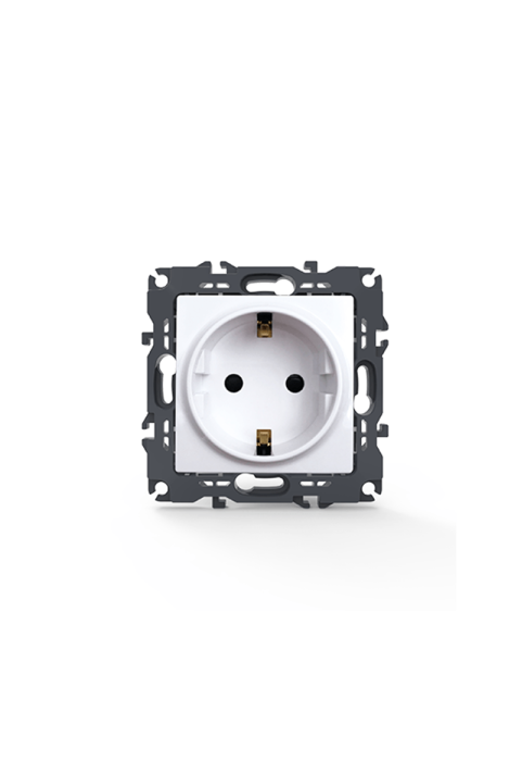 PRIME SCHUKO SOCKET WITH SAFETY SHUTTER 1x2P+E 16A 250VAC IP20 WHITE