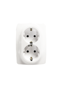 PRIME SCHUKO SOCKET WITH SAFETY SHUTTER 2x2P+E 16A 250VAC IP20 WHITE