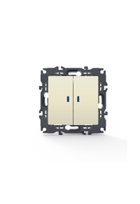 PRIME 2 GANG 1 WAY SWITCH & LED LOCATOR LAMP (ON-OFF) SCREWLESS 1+1P 10AX 250VAC IP20 IVORY