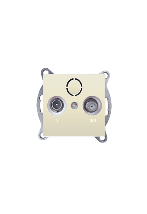 PRIME TV-SAT SOCKET THROUGH-LINE MALE & F CONNECTOR SURGE PROTECTION IP20 IVORY