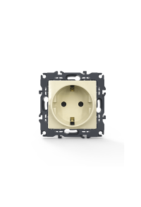 PRIME SCHUKO SOCKET WITH SAFETY SHUTTER 1x2P+E 16A 250VAC IP20 IVORY