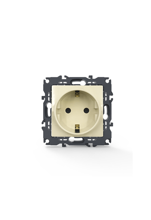 PRIME SCHUKO SOCKET WITH SAFETY SHUTTER 1x2P+E 16A 250VAC IP20 IVORY