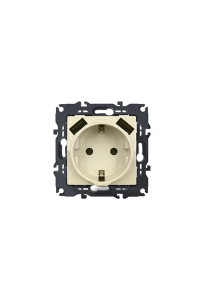 PRIME SCHUKO SOCKET WITH SAFETY SHUTTER 1x2P+E 16A 250VAC & 2 USB 5VDC 3.1A IP20 IVORY