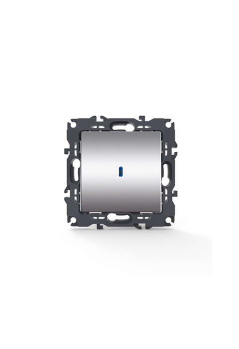 PRIME 1 GANG 2 WAY SWITCH & LED CONTROL LAMP (ON-ON) SCREWLESS 1P 10AX 250VAC IP20 MATT ALUMINUM