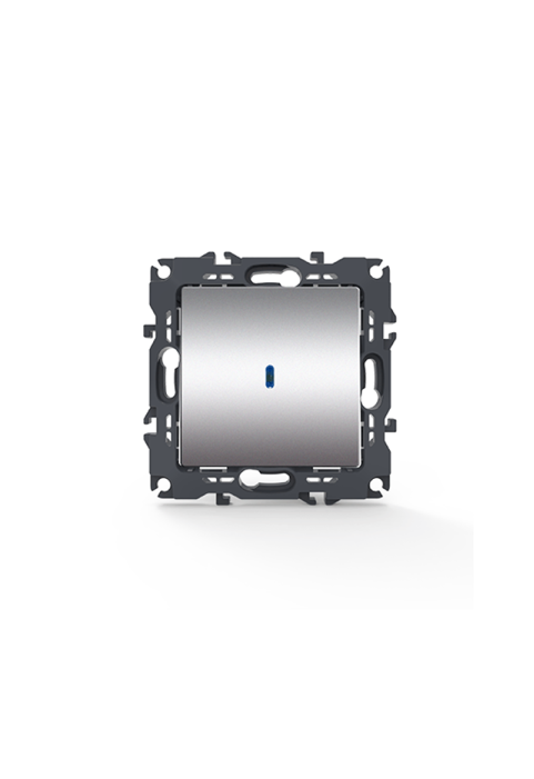 PRIME 1 GANG 2 WAY SWITCH & LED LOCATOR LAMP (ON-OFF) SCREWLESS 1P 10AX 250VAC IP20 MATT ALUMINUM