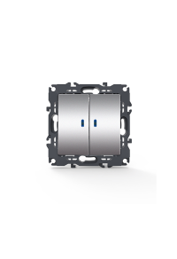 PRIME 2 GANG 1 WAY SWITCH & LED LOCATOR LAMP (ON-OFF) SCREWLESS 1+1P 10AX 250VAC IP20 MATT ALUMINUM