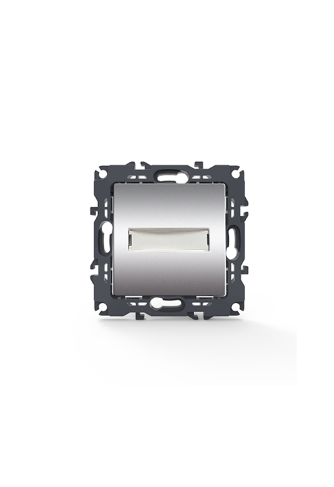 PRIME 1 GANG PUSH BUTTON & NAMEPLATE LED LAMP (12VAC) SCREWLESS 1P 10A 250VAC IP20 MATT ALUMINUM