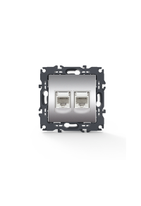 PRIME TELEPHONE SOCKET 2xRJ11 CAT3 IP20 MATT ALUMINUM