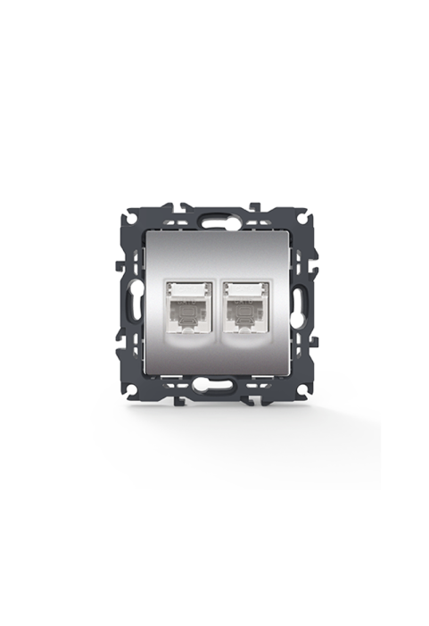 PRIME LAN SOCKET 2xRJ45 CAT6 UTP IP20 MATT ALUMINUM
