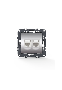 PRIME TELEPHONE SOCKET 1xRJ11 CAT3 IP20 & LAN SOCKET 1xRJ45 CAT6 UTP IP20 MATT ALUMINUM
