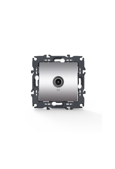 PRIME TV SOCKET THROUGH-LINE MALE CONNECTOR & SURGE PROTECTION IP20 MATT ALUMINUM