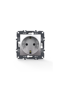PRIME SCHUKO SOCKET WITH SAFETY SHUTTER 1x2P+E 16A 250VAC IP20 MATT ALUMINUM