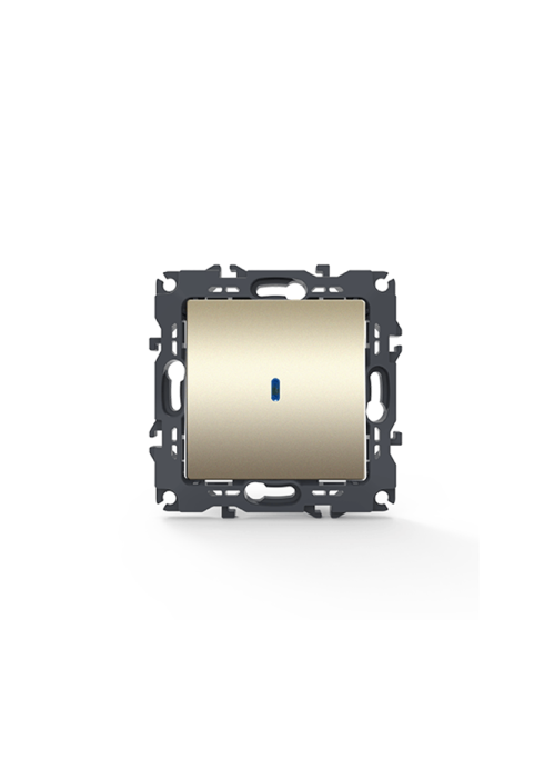 PRIME 1 GANG 2 WAY SWITCH & LED LOCATOR LAMP (ON-OFF) SCREWLESS 1P 10AX 250VAC IP20 MATT CHAMPAGNE