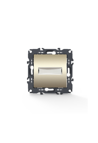 PRIME 1 GANG PUSH BUTTON & NAMEPLATE LED LAMP (12VAC) SCREWLESS 1P 10A 250VAC IP20 MATT CHAMPAGNE