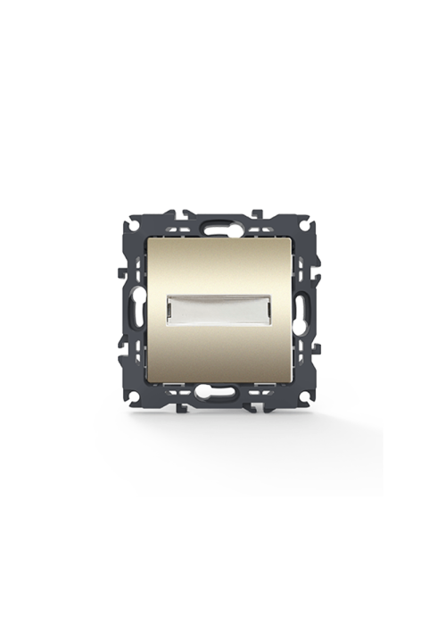 PRIME 1 GANG PUSH BUTTON & NAMEPLATE LED LAMP (12VAC) SCREWLESS 1P 10A 250VAC IP20 MATT CHAMPAGNE