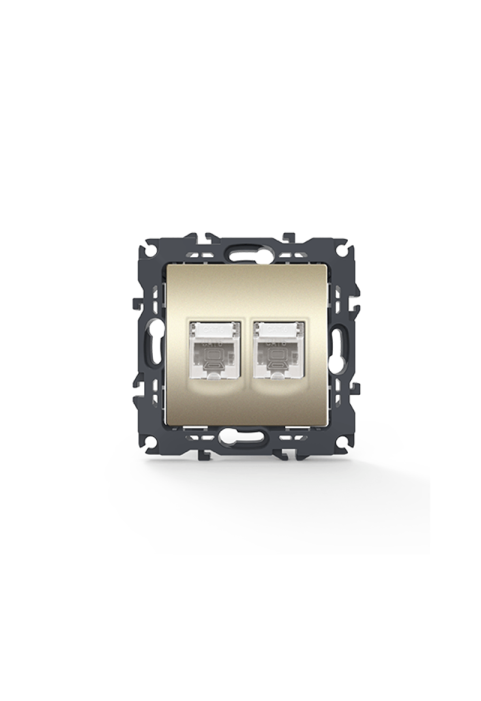 PRIME LAN SOCKET 2xRJ45 CAT6 UTP IP20 MATT CHAMPAGNE