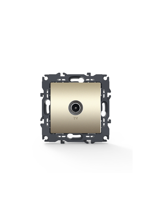PRIME TV SOCKET THROUGH-LINE MALE CONNECTOR & SURGE PROTECTION IP20 MATT CHAMPAGNE