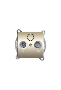 PRIME TV-SAT SOCKET THROUGH-LINE MALE & F CONNECTOR SURGE PROTECTION IP20 MATT CHAMPAGNE
