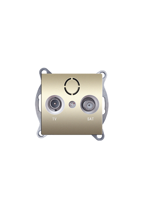 PRIME TV-SAT SOCKET THROUGH-LINE MALE & F CONNECTOR SURGE PROTECTION IP20 MATT CHAMPAGNE