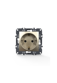PRIME SCHUKO SOCKET WITH SAFETY SHUTTER 1x2P+E 16A 250VAC IP20 MATT CHAMPAGNE