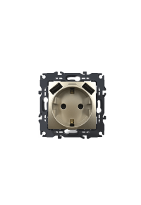PRIME SCHUKO SOCKET WITH SAFETY SHUTTER 1x2P+E 16A 250VAC & 2 USB 5VDC 3.1A IP20 MATT CHAMPAGNE