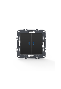 PRIME 2 GANG 1 WAY SWITCH & LED LOCATOR LAMP (ON-OFF) SCREWLESS 1+1P 10AX 250VAC IP20 MATT ANTHRACITE
