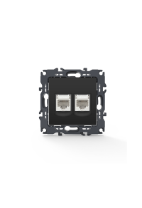 PRIME TELEPHONE SOCKET 2xRJ11 CAT3 IP20 MATT ANTHRACITE