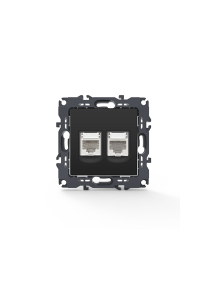 PRIME TELEPHONE SOCKET 1xRJ11 CAT3 IP20 & LAN SOCKET 1xRJ45 CAT6 UTP IP20 MATT ANTHRACITE