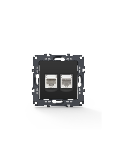 PRIME TELEPHONE SOCKET 1xRJ11 CAT3 IP20 & LAN SOCKET 1xRJ45 CAT6 UTP IP20 MATT ANTHRACITE