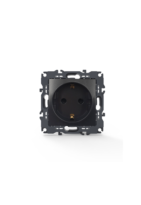 PRIME SCHUKO SOCKET WITH SAFETY SHUTTER 1x2P+E 16A 250VAC IP20 MATT ANTHRACITE