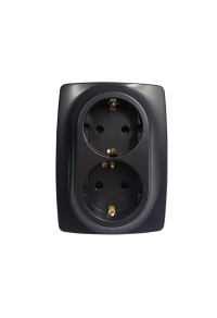 PRIME SCHUKO SOCKET WITH SAFETY SHUTTER 2x2P+E 16A 250VAC IP20 MATT ANTHRACITE