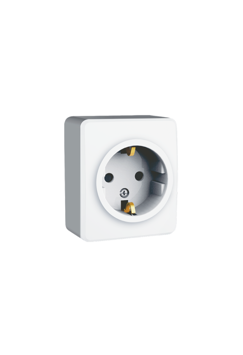 MURATA SCHUKO SOCKET WITH SAFETY SHUTTER WALL MOUΝΤED SCREWS 1x2P+E 16A 250VAC IP20 WHITE