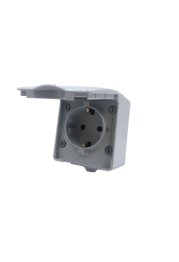 ΑRΜΥ SCHUKO SOCKET WITH SAFETY SHUTTER WALL MOUΝΤED WATERPROOF SCREWS 1x2P+E 16A 250VAC IP55 (IP54) LIGHT GREY