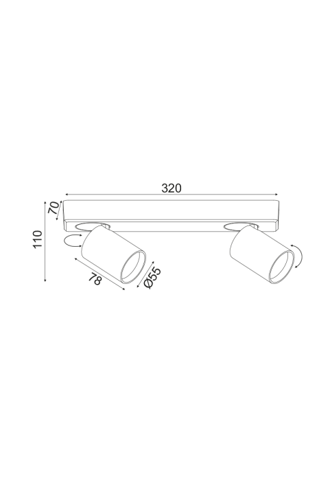 СПОТ 2XGU10 ЧЕРЕН АЛУМИНИЙ  32Χ7Χ11CM ELITIS