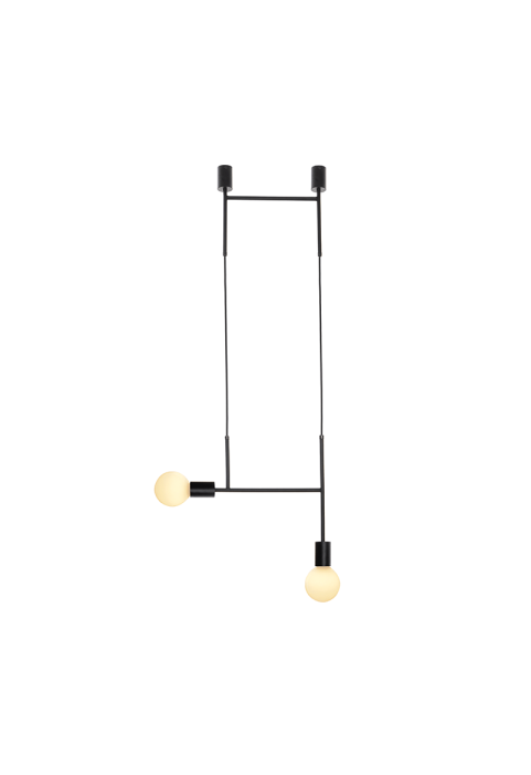 NETTO PENDANT LUMINAIRE 2ΧE27 BLACK METAL 38X4X110CM KYOTO