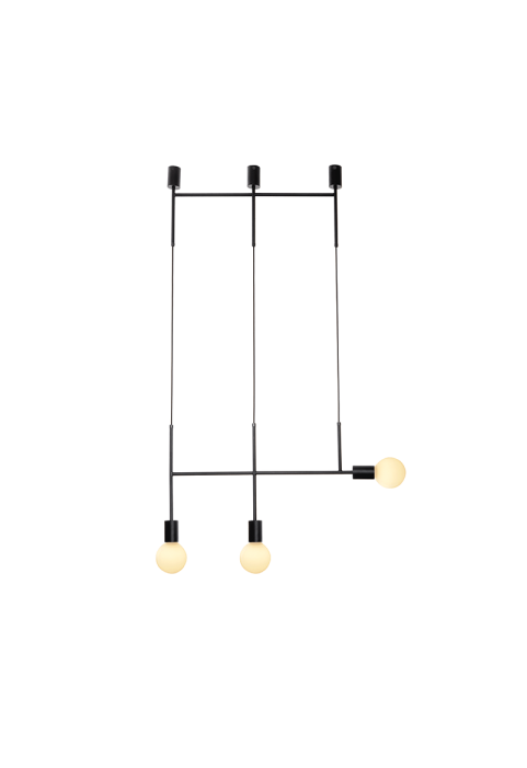 NETTO PENDANT LUMINAIRE 3ΧE27 BLACK METAL 64X4X110CM KYOTO