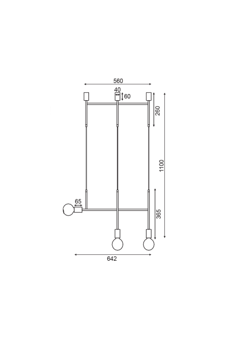 NETTO PENDANT LUMINAIRE 3ΧE27 BLACK METAL 64X4X110CM KYOTO