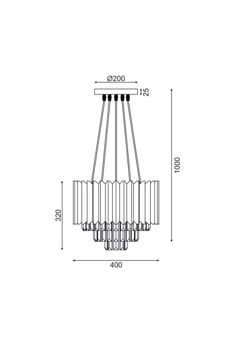 ПЕНДЕЛ LUMINAIRE 5XE14 CRYSTAL + BRASS METALLIC D40XH100CM EMPIRE