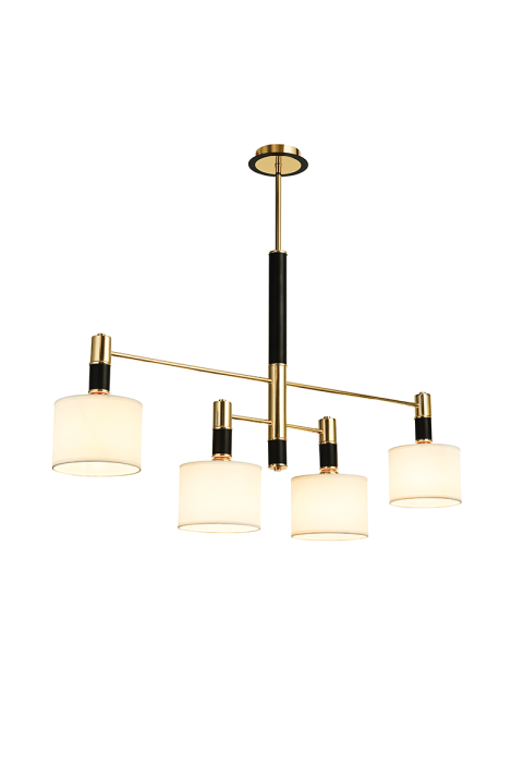 ПОЛИЛЕЙ ACA LIGHTING /HANGING LAMP 4X14 GOLD/BLACK METALLIC+WHITE LAMPSHADE D100XH83CM MIZAR