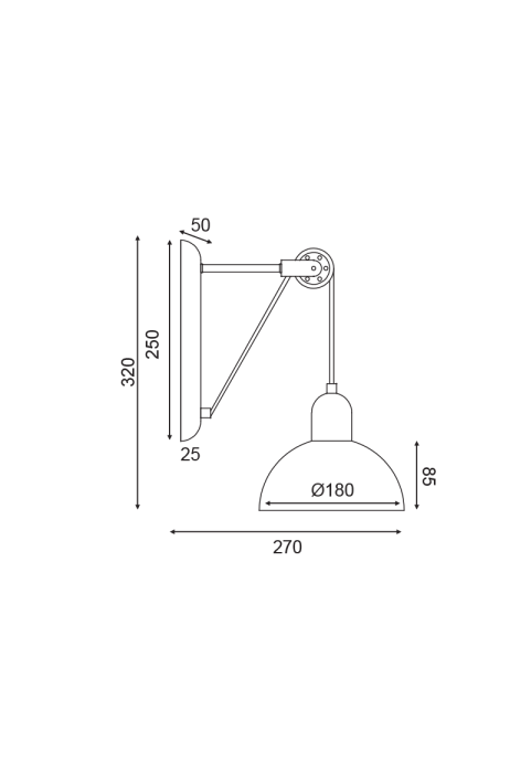 NETTO WALL MOUNTED LUMINAIRE 1XE14 GREY/WHITE METALLIC 27X18X32CM CEZANNE