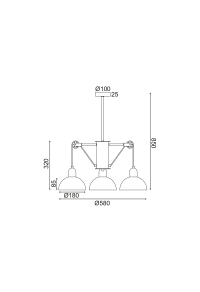 NETTO PENDANT LUMINAIRE 3XE14 GREY/WHITE METALLIC D58XH85CM CEZANNE
