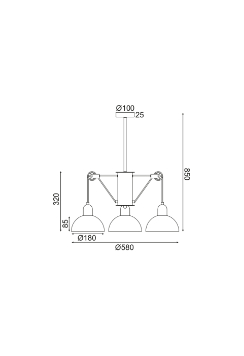 NETTO PENDANT LUMINAIRE 3XE14 GREY/WHITE METALLIC D58XH85CM CEZANNE