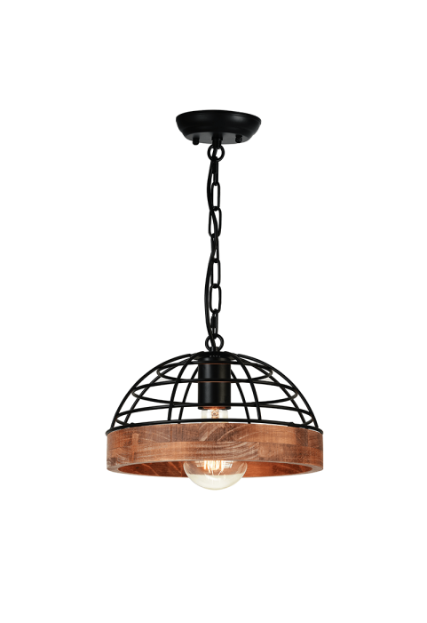 ПЕНДЕЛ 1ХЕ27 ДЪРВО+ЧЕРНО МЕТАЛНО D26XH120CM TESLA