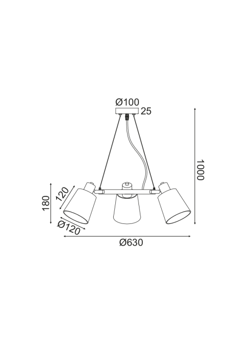 ПОЛИЛЕЙ 3ΧΕ14 БЯЛО МЕТАЛНО + АБАЗУР D63XH100CM NORMA