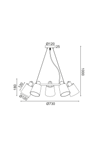 ПОЛИЛЕЙ 3ΧΕ14 ЧЕРНО МЕТАЛНО + АБАЗУР  D73XH100CM NORMA