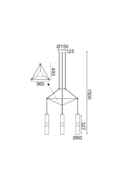 ПОЛИЛЕЙ LIGHTING 3XGU10 BLACK METALLIC 56X49XH150CM DA VINCI